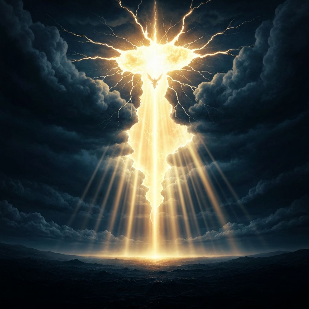 O Céu que Racha — céus se abrindo com luz divina