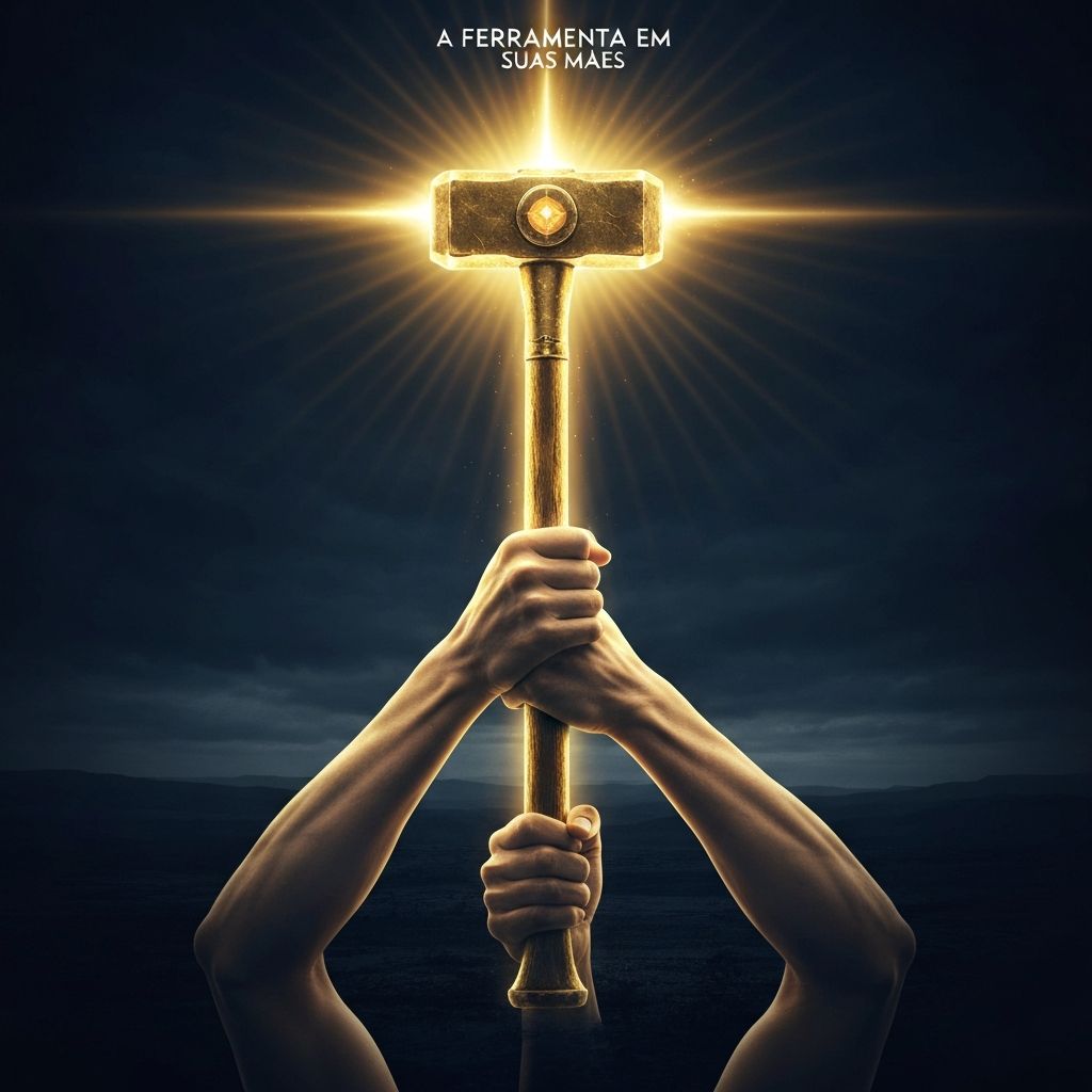 A ferramenta em suas mãos — martelo dourado sagrado